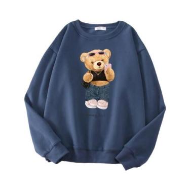 Imagem de Moletom Oversize De Pelúcia Com Capuz Para Mulheres, Estilo Engraçado,