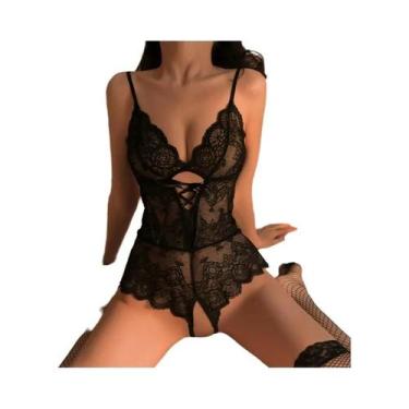 Imagem de Conjunto De Lingerie Sexy Sem Entrepernas Para Mulheres, Body Teddy, F