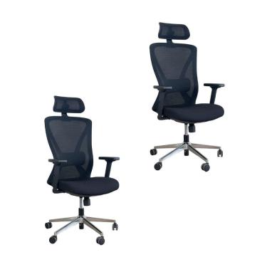 Imagem de Kit 2 Cadeiras De Escritório Presidente Ergonômica Oficial Corporativa Work Apoio Nuca