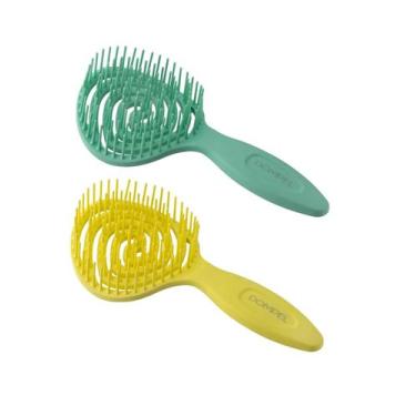 Imagem de Kit 2 Escova De Cabelo Flexível Pirulito Com Cheirinho Abacaxi e Maça 