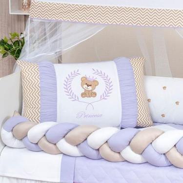 Imagem de Kit Berço Americano Trançado Teddy 11 Pcs Protetor Bebe Quarto Decoraç