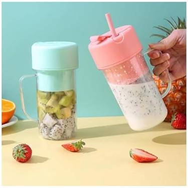 Imagem de Copo Caneca Liquidificador Mini Juicer 500ML com 6 laminas com tampa e canudo Recarregavel Portatil