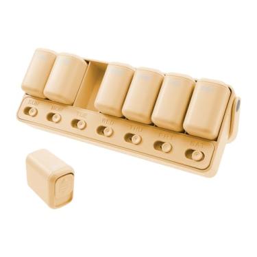 Imagem de KHZSPP Organizador semanal de comprimidos, estojo grande para comprimidos de 7 dias com recipientes removíveis, tampa deslizante e etiqueta de data, estojo compacto diário de vitaminas para