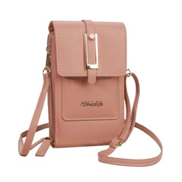Imagem de HiChiclife Pequena bolsa transversal para celular feminina, mini bolsa de ombro com compartimentos para cartão de crédito