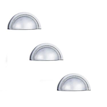 Imagem de Kit 3 Puxador Shell 48Mm Zen Cromado Zp4319.1 Concha