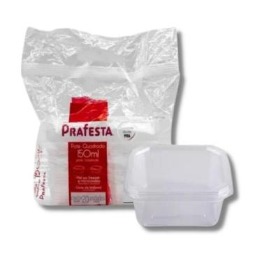 Imagem de Pote Quadrado Freezer e Microondas 150ml com Tampa Prafesta com 20 uni