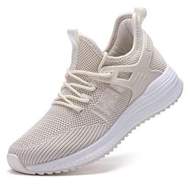 Imagem de SDolphin Tênis de corrida feminino – confortável espuma viscoelástica, leve, caminhada, tênis, treino, tênis, Bege-respirável, 41