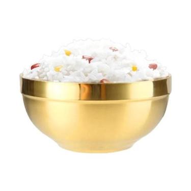 Imagem de Tigela De Aço Inoxidável Dourada Com Isolamento Térmico De Camada Dupl