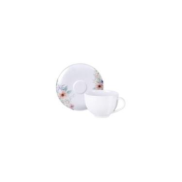 Imagem de Kit Xícara Pires Chá Floratta Porcelana 250ml 2 Peças - Tramontina