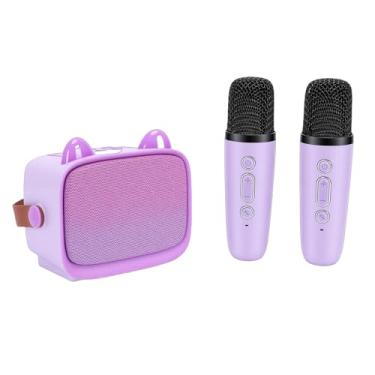 Imagem de Luqeeg Mini Máquina de karaokê, Alto-falante Portátil Com 2 Microfones Sem Fio para Diversão, Modulação Vocal, Jogo Ao Ar Livre Em Casa (#1)