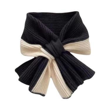 Imagem de Cachecol Curto Tricotado Em Cor Sólida Para Meninas, Moda De Outono E 