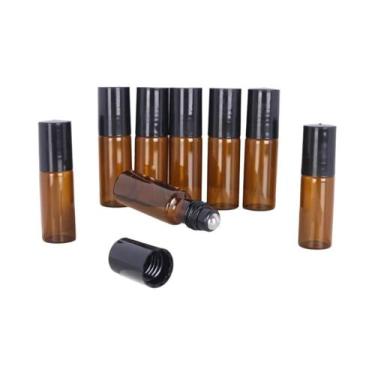 Imagem de 5 Frascos De Vidro Marrom De 10ml Com Esfera De Aço Para Óleo Essencia