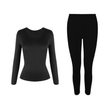 Imagem de Conjunto De Roupa Térmica Feminina S-3XL Forrado Com Fleece Camada Bas