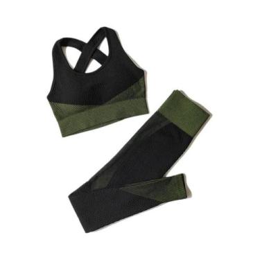 Imagem de Conjunto De Yoga Sem Costura Para Mulheres 2/3 Peças Com Top Cropped D