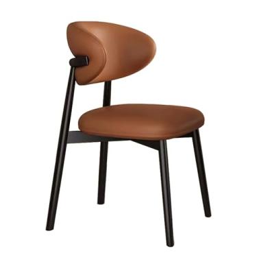 Imagem de Conjunto moderno de 2 cadeiras de jantar de madeira maciça de meados do século – Cadeira retrô de couro sintético para sala de jantar e cozinha