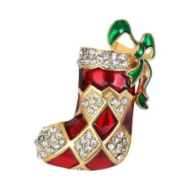 Imagem de Broche Feminino De Natal Com Strass, Design De Pinheiro, Maçã, Sino E 