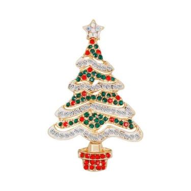 Imagem de Broche Feminino De Natal Com Strass, Design De Pinheiro, Maçã, Sino E 