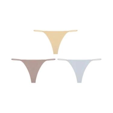 Imagem de Calcinhas Tanga Sem Costura De Cintura Baixa 3PCS Com Alças Finas E Al