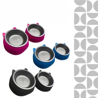 Imagem de Comedouro e Bebedouro Duplo Elevado para Cães e Gatos | Tigela Removível de Ração e Água | Antiderrapante e Resistente(Kit (comedouro + bebedouro),Preto)