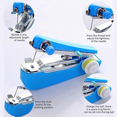 Imagem de GLOGLOW Mini Máquina de Costura Mini Máquina de Costura, Ferramenta de Portátil para Todos Os Tecidos Com Alimentação Automática, Design Compacto e Leve para Reparo de Roupas, Bainhas e Encurtamento