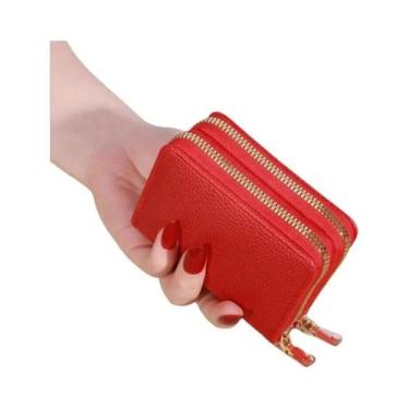 Imagem de Carteira Curta Feminina Elegante Com Fecho Transparente, Padrão Lichia