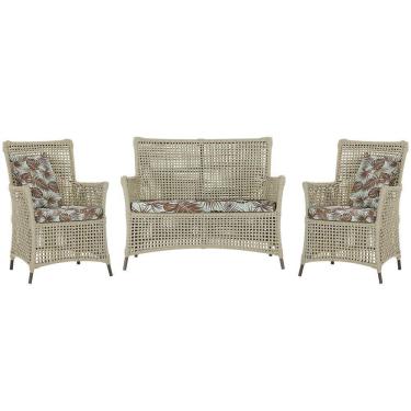 Imagem de Jogo Sofá E 2 Poltronas Igapó Alumínio Marrom E6 Trama Rami