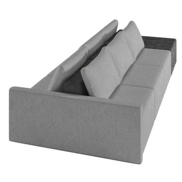 Imagem de Sofá Ilha 3 Lugares Living 342cm Modulado Lary Linho Pu Pto K01 Cor Grafite