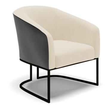 Imagem de Cadeira Sala De Jantar Base Industrial Preto Stella Pto/linho D03 - D'rossi Cor Bege