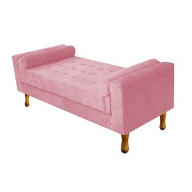 Imagem de Recamier Baú Félix Casal 140cm Suede Rosa Bebê