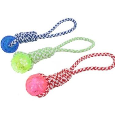 Imagem de Mordedor Bola Corda Tpr Resistente C/ Alça 34cm Lovely Vibe