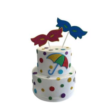 Imagem de Bolo Fake Carnaval Confetes - catavento festas