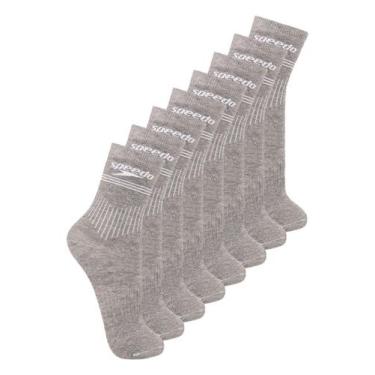 Imagem de Kit com 8 Pares de Meias Esportiva Cano Médio Speedo 8030, Cinza, 39-4