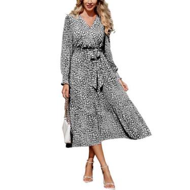 Imagem de Vestido largo floral estilo boho cruzado con escote en V PRETTYGARDEN,