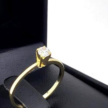 Imagem de Anel Solitário De Pedra Zirconia Banho De Ouro 18k 2469 - Trs Chic Joi