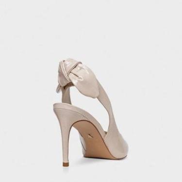 Imagem de Slingback Salto Alto Knot em Couro Verniz Off White-Feminino
