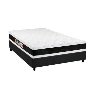 Imagem de Cama Box Casal: Colchão Espuma Castor D45 Black E White Double Face + Base Crc Suede Gray(138X188)