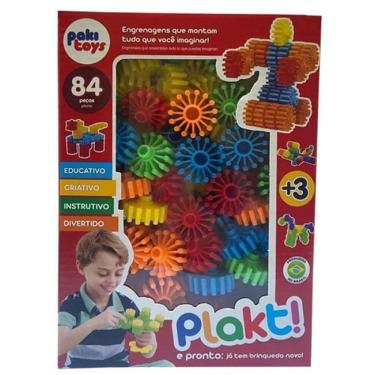 Imagem de Plakt Formas de Montar Coloridas Infantil 84 Peças Paki TOYS