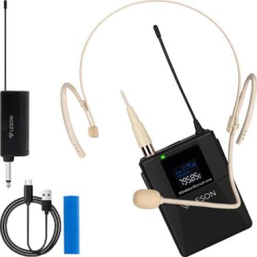 Imagem de Microfones Headset Sem Fio Leson LS311 P10 Para Live Aula Podcast Bege