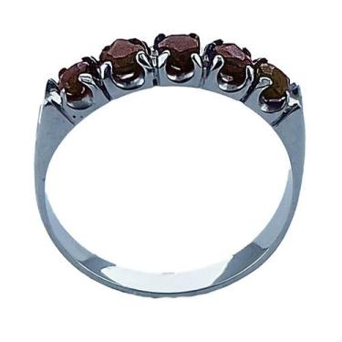 Imagem de Meia Aliança em Ouro Branco 18K com Rubis Gota - Joia Exclusiva - Just