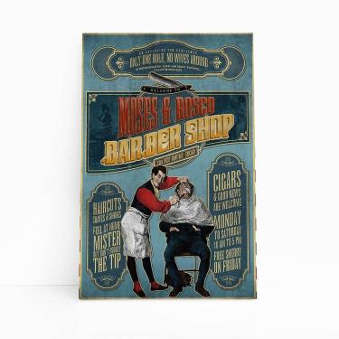 Imagem de Quadro Barbearia Barber Shop Retro Vintage Canvas 60X40Cm