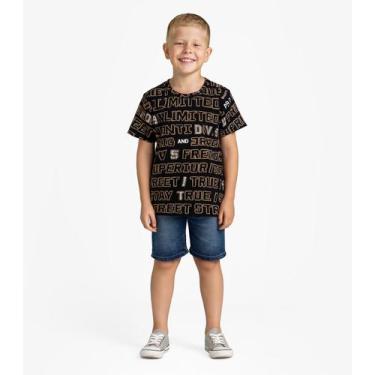 Imagem de Camiseta Infantil Masculina Infinita Cor Preto, 4, Preto