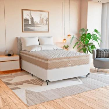 Imagem de Cama Box Casal Branco + Colchão Paris Molas Ensacadas Bege - eShop cas