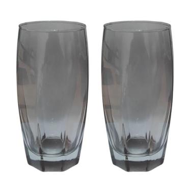 Imagem de Jogo de Copos Vidro Florida 370ml Cinza Suco Agua - 2Un - PRATICASA