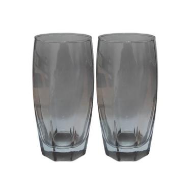 Imagem de Jogo 2 Copos Florida Vidro Cinza Mesa Posta Chique 370ml - PRATICASA