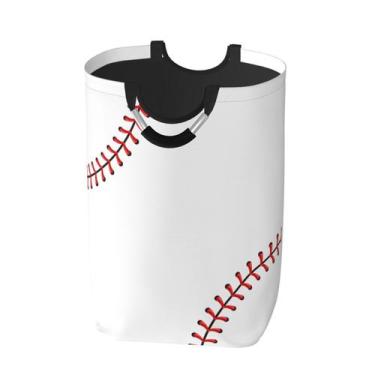 Imagem de Cesto de roupa suja Gbuzozie Red Stitching Baseball com capacidade de 