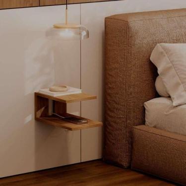 Imagem de Mesa de Cabeceira Oslo Freijo Cama Quarto Sala 23x15cm - Mercado das P