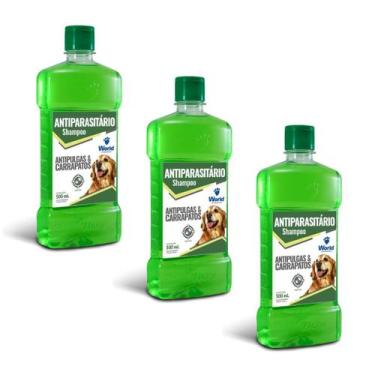 Imagem de Kit com 3 Shampoo Antiparasitario Para Caes 500mL World Veterinaria