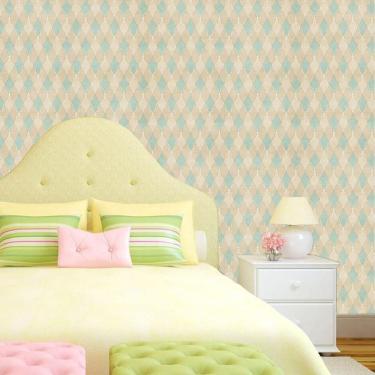 Imagem de Papel De Parede Geométrico Verde E Marrom Claro Autocolante