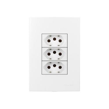 Imagem de Tomada Tripla Margirius Sleek 2p+t 20a Com Placa 4x2 Branca