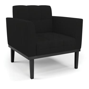 Imagem de Poltrona Base de Madeira Fixa Preto Elisa Linho Preto A79 D03 - D'Rossi